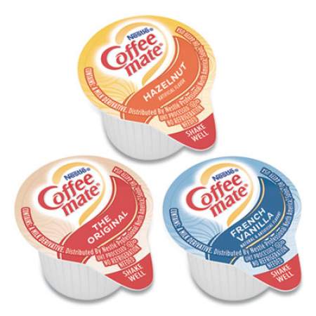Coffee mate Liquid Coffee Creamer, French Vanilla/Hazelnut/Original, 0.38 oz Mini Cups, 150 Cups/Carton (46193CT)