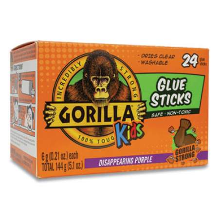 Gorilla Glue School Glue Sticks, 0.21 oz/Stick, Dries Clear, 24/Pack (100931PK)