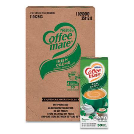 Coffee mate Liquid Coffee Creamer, Irish Creme, 0.38 oz Mini Cups, 50/Box, 4 Boxes/Carton, 200 Total/Carton (35112CT)