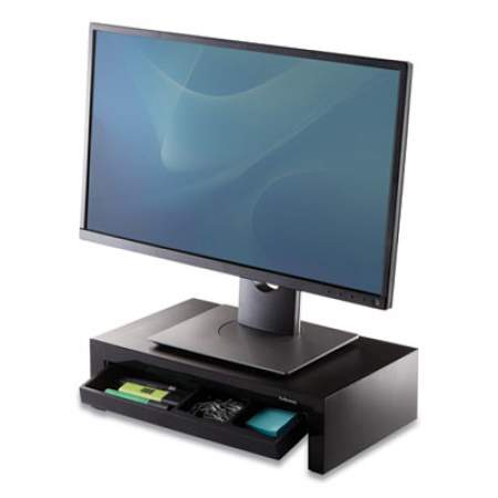 Fellowes Designer Suites Monitor Riser, For 21" Monitors, 16" x 9.38" x 4.38" to 6", Black Pearl, Supports 40 lbs (8038101)