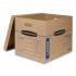 Bankers Box SmoothMove Classic Moving and Storage Boxes, Large, Half Slotted Container (HSC), 21" x 17" x 17", Brown Kraft/Blue, 5/Carton (7718201)