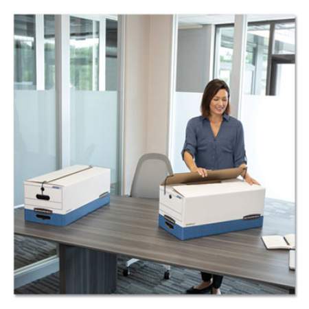 Bankers Box STOR/FILE Medium-Duty Strength Storage Boxes, Letter Files, 12.25" x 24.13" x 10.75", White/Blue, 4/Carton (0070403)