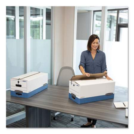Bankers Box STOR/FILE Medium-Duty Strength Storage Boxes, Letter Files, 12.25" x 24.13" x 10.75", White/Blue, 12/Carton (00704)