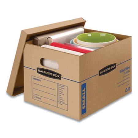 Bankers Box SmoothMove Classic Moving/Storage Boxes, Small, Half Slotted Container (HSC), 15" x 12" x 10", Brown Kraft/Blue, 15/Carton (7714209)