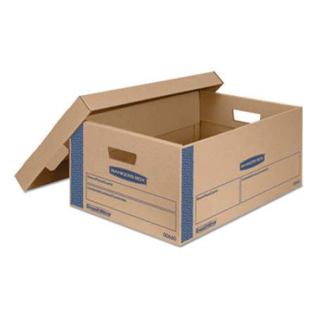 Bankers Box SmoothMove Prime Moving and Storage Boxes, Large, Half Slotted Container (HSC), 24" x 15" x 10", Brown Kraft/Blue, 8/Carton (0066001)