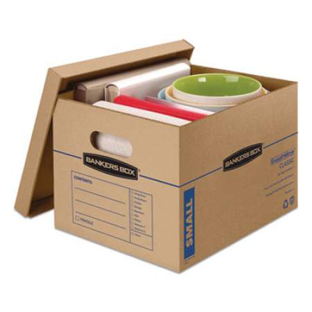 Bankers Box SmoothMove Classic Moving/Storage Boxes, Small, Half Slotted Container (HSC), 15" x 12" x 10", Brown Kraft/Blue, 20/Carton (7714210)