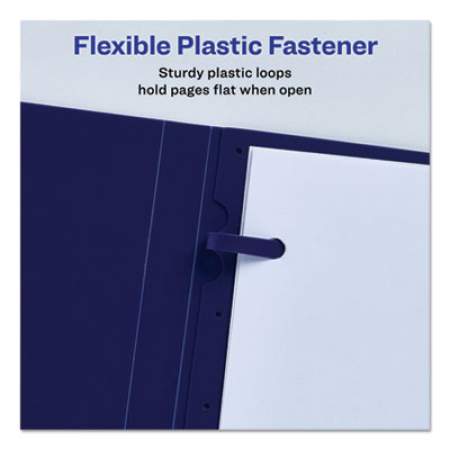 Avery Lay Flat View Report Cover, Flexible Fastener, 0.5" Capacity, 8.5 x 11, Clear/Blue (47780)