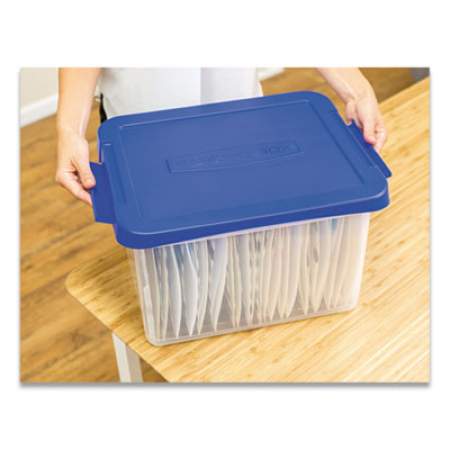 Bankers Box Heavy Duty Plastic File Storage, Letter/Legal Files, 14" x 17.38" x 10.5", Clear/Blue, 2/Pack (0086202)