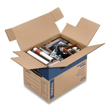 Bankers Box SmoothMove Prime Moving/Storage Boxes, Small, Regular Slotted Container (RSC), 16" x 12" x 12", Brown Kraft/Blue, 10/Carton (0062701)