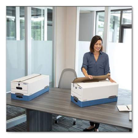 Bankers Box STOR/FILE Medium-Duty Strength Storage Boxes, Legal Files, 15.25" x 24.13" x 10.75", White/Blue, 12/Carton (00705)