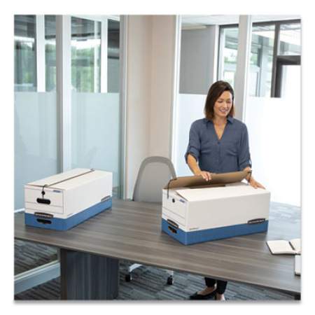 Bankers Box STOR/FILE Medium-Duty Strength Storage Boxes, Legal Files, 15.25" x 19.75" x 10.75", White/Blue, 4/Carton (0070503)