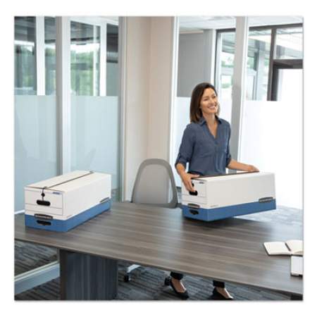 Bankers Box STOR/FILE Medium-Duty Strength Storage Boxes, Legal Files, 15.25" x 19.75" x 10.75", White/Blue, 4/Carton (0070503)