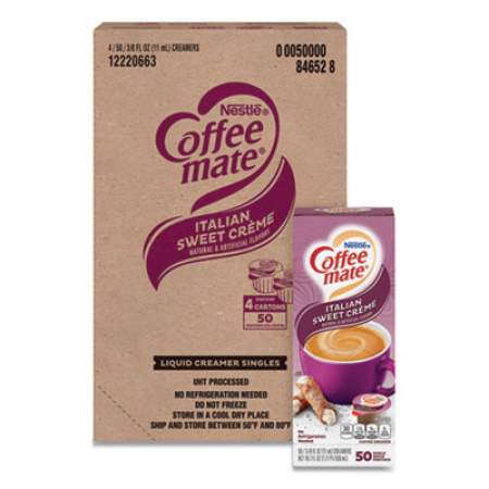 Coffee mate Liquid Coffee Creamer, Italian Sweet Creme, 0.38 oz Mini Cups, 50/Box, 4 Boxes/Carton, 200 Total/Carton (84652CT)