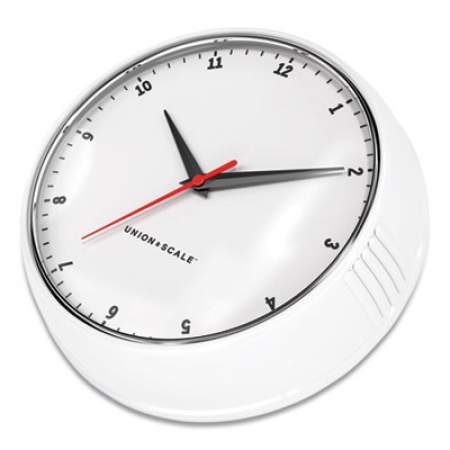Union & Scale Essentials Mid-Century Round Wall Clock, 9.5" Overall Diameter, White Case, 1 AA (Sold Separately) (24411455)