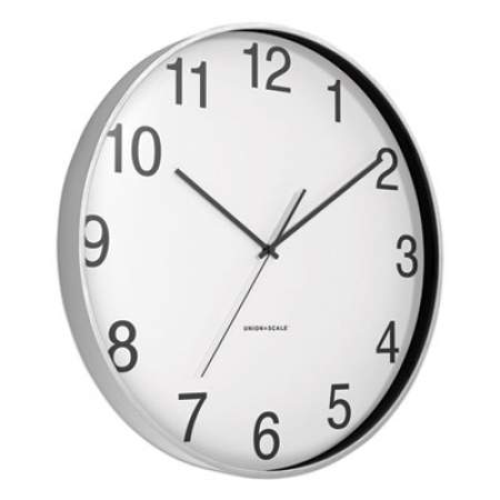 Union & Scale Essentials Classic Round Wall Clock, 12" Overall Diameter, Silver Case, 1 AA (Sold Separately) (24411457)