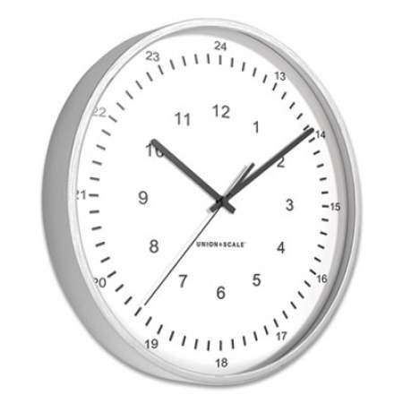 Union & Scale Essentials 12/24 Atomic Round Wall Clock, 12" Overall Diameter, Gray Case, 1 AA (Sold Separately) (24411461)
