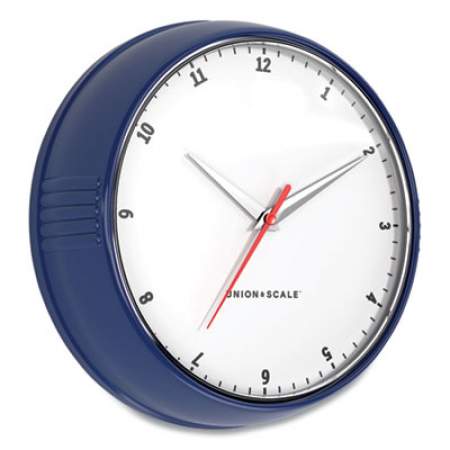 Union & Scale Essentials Mid-Century Round Wall Clock, 9.5" Overall Diameter, Navy Blue Case, 1 AA (Sold Separately) (24411463)