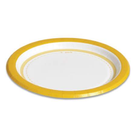 Perk Everyday Paper Plates, 6" dia, White/Yellow, 125/Pack (24375258)