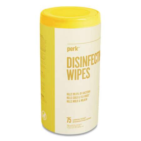 Perk Disinfecting Wipes, Lemon, 7 x 8, 75 Wipes/Canister (24411134)