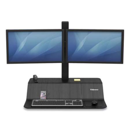 Fellowes Lotus VE Sit-Stand Workstation - Dual, 29" x 28.5" x 42.5", Black (8082001)