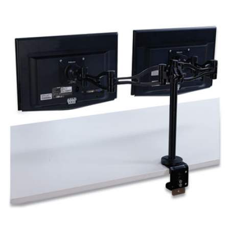 Fellowes Professional Series Depth Adjustable Dual Monitor Arm, 360 deg Rotation, 37 deg Tilt, 360 deg Pan, Black, Supports 24 lb (8041701)