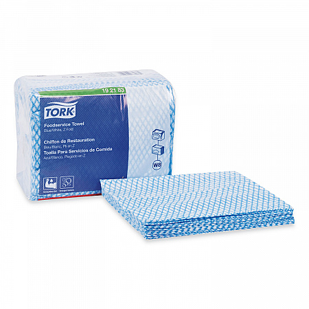 Small Pack Foodservice Cloth, 1-Ply, 11.75 x 14.75, Unscented, Blue/White, 80/Poly Pack, 4 Packs/Carton (192183)