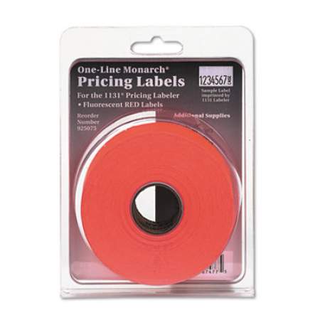 Monarch Easy-Load One-Line Labels for Pricemarker 1131, 0.44 x 0.88, Fluorescent Red, 2,500/Roll (925075)