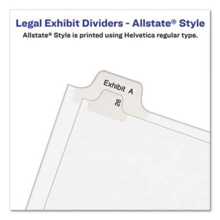 Avery Preprinted Legal Exhibit Side Tab Index Dividers, Allstate Style, 10-Tab, 9, 11 x 8.5, White, 25/Pack (82207)