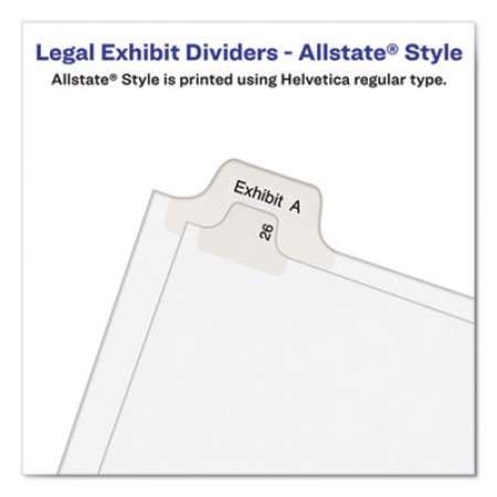 Avery Preprinted Legal Exhibit Side Tab Index Dividers, Allstate Style, 10-Tab, 4, 11 x 8.5, White, 25/Pack (82202)