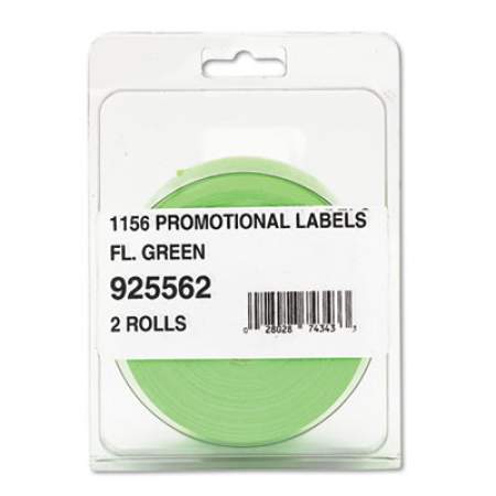 Monarch ONE-LINE LABELS FOR PRICEMARKER 1156, 0.75 X 1.25, FLUORESCENT GREEN, 1,000/ROLL, 2 ROLLS/PACK (925562)