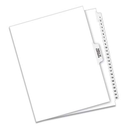 Preprinted Legal Exhibit Side Tab Index Dividers, Avery Style, 25-Tab, 1 to 25, 11 x 8.5, White, 1 Set (11370)