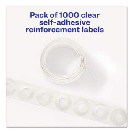 Avery Dispenser Pack Hole Reinforcements, 1/4" Dia, Clear, 1000/Pack, (5722) (05722)
