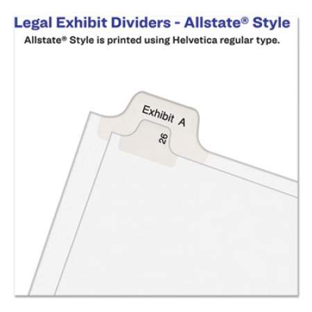 Avery Preprinted Legal Exhibit Side Tab Index Dividers, Allstate Style, 10-Tab, 16, 11 x 8.5, White, 25/Pack (82214)