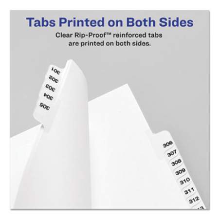 Preprinted Legal Exhibit Side Tab Index Dividers, Avery Style, 10-Tab, 7, 11 x 8.5, White, 25/Pack (11917)