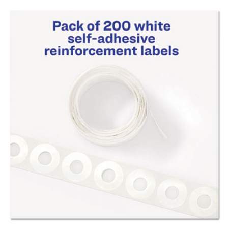 Avery Dispenser Pack Hole Reinforcements, 1/4" Dia, White, 200/Pack, (5729) (05729)