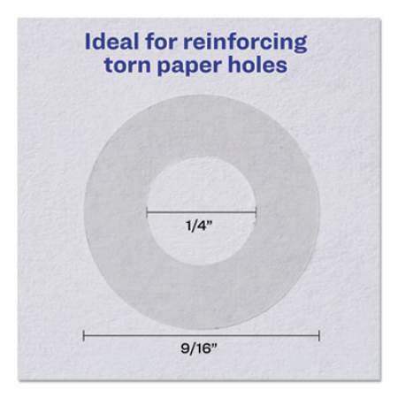 Avery Dispenser Pack Hole Reinforcements, 1/4" Dia, Clear, 200/Pack, (5721) (05721)