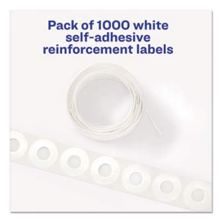 Avery Dispenser Pack Hole Reinforcements, 1/4" Dia, White, 1000/Pack, (5720) (05720)