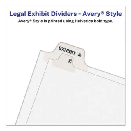 Preprinted Legal Exhibit Side Tab Index Dividers, Avery Style, 25-Tab, 51 to 75, 11 x 8.5, White, 1 Set, (1332) (01332)