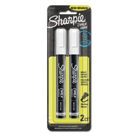 Sharpie Wet-Erase Chalk Marker, Medium Bullet Tip, White, 2/Pack (2103010)