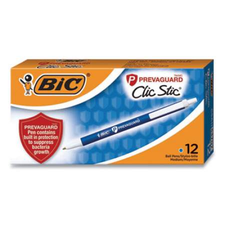 BIC PrevaGuard Ballpoint Pen, Retractable, Medium 1 mm, Blue Ink, Blue Barrel (CSA11BE)
