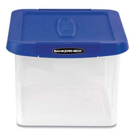 Bankers Box Heavy Duty Plastic File Storage, Letter/Legal Files, 14" x 17.38" x 10.5", Clear/Blue (0086201)