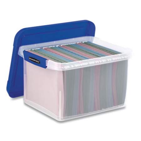 Bankers Box Heavy Duty Plastic File Storage, Letter/Legal Files, 14" x 17.38" x 10.5", Clear/Blue (0086201)