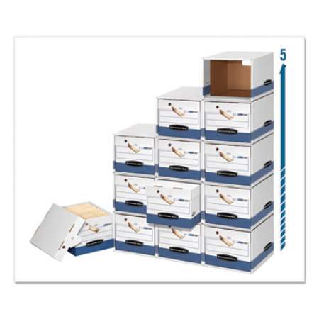 Bankers Box PRESTO Ergonomic Design Storage Boxes, Letter/Legal Files, 12.88" x 16.5" x 10.38", White/Blue, 12/Carton (0063601)