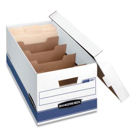 Bankers Box STOR/FILE Medium-Duty Storage Boxes with Dividers, Letter Files, 12.88" x 25.38" x 10.25", White/Blue, 12/Carton (0083101)