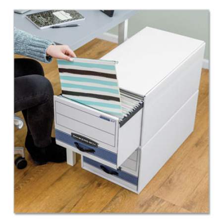 Bankers Box STOR/DRAWER STEEL PLUS Extra Space-Savings Storage Drawers, Legal Files, 17" x 25.5" x 11.5", White/Blue, 6/Carton (00312)