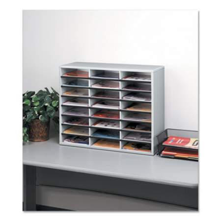 Fellowes Literature Organizer, 24 Letter Sections, 29 x 11 7/8 x 23 7/16, Dove Gray (25041)