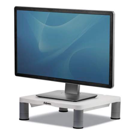 Fellowes Standard Monitor Riser, For 21" Monitors, 13.38" x 13.63" x 2" to 4", Platinum/Graphite, Supports 60 lbs (91712)
