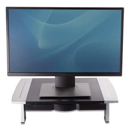 Fellowes Office Suites Standard Monitor Riser, For 21" Monitors, 19.78" x 14.06" x 4" to 6.5", Black/Silver, Supports 80 lbs (8031101)