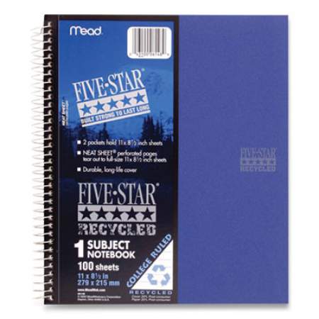 Five Star Recycled Wirebound Notebook, Medium/College Rule, Assorted Colors, 11 x 8.5, 100 Sheets (503123)