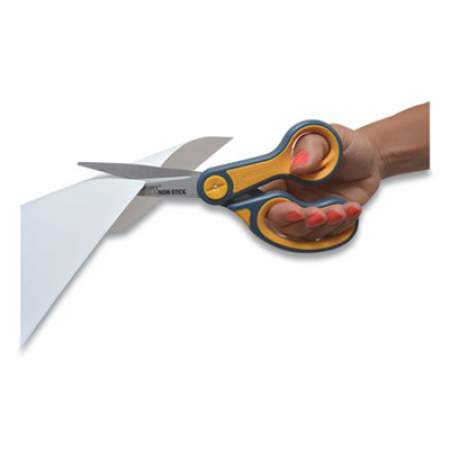 Westcott Non-Stick Titanium Bonded Scissors, 8" Long, 3.25" Cut Length, Gray/Orange Straight Handles, 2/Pack (16550)